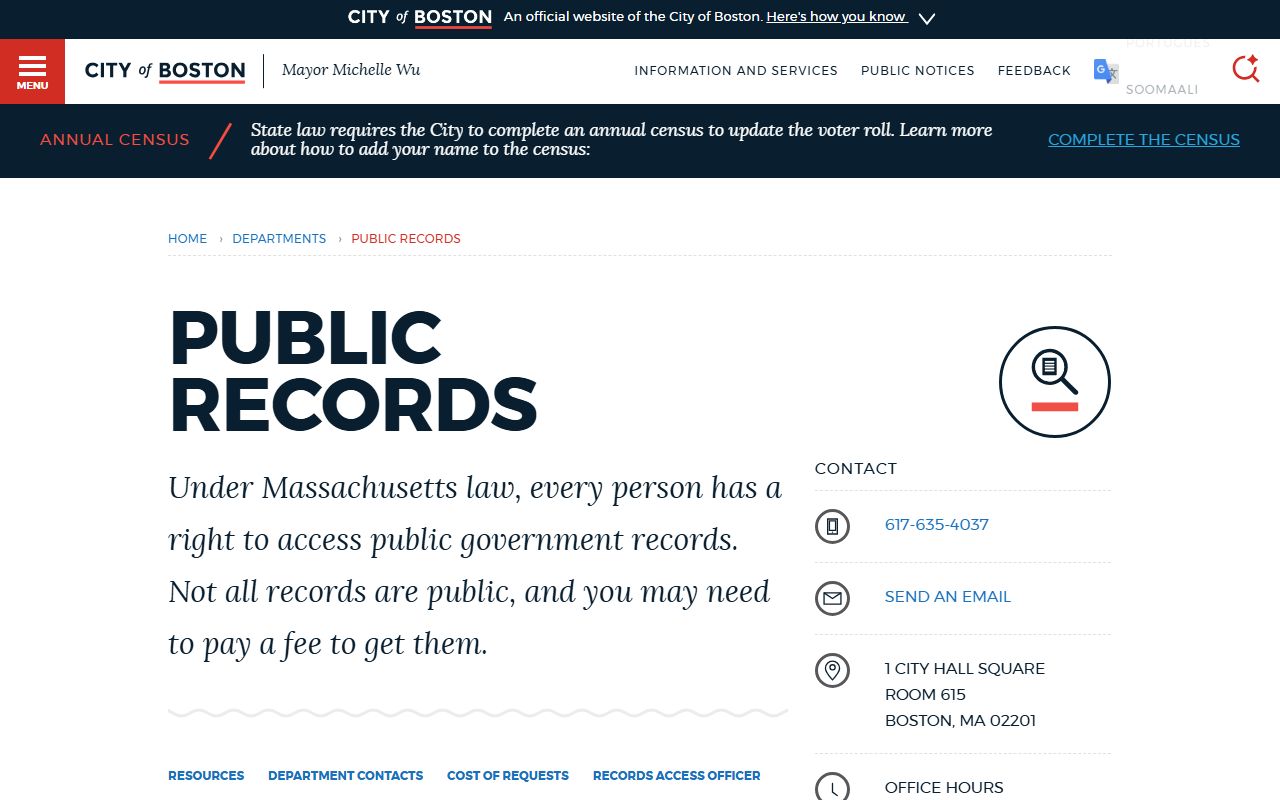 Boston city public records portal for recent bookings and arrest records