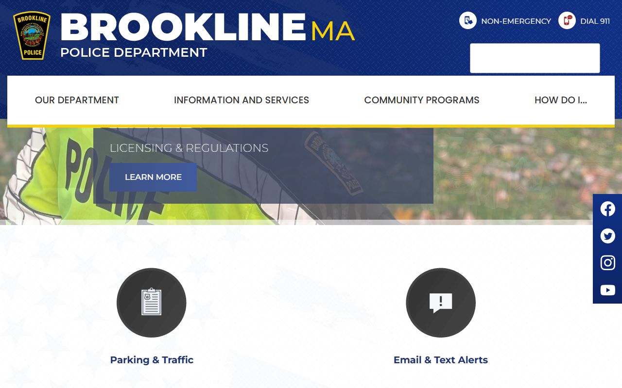 Brookline Police Department website for recent bookings and arrest records