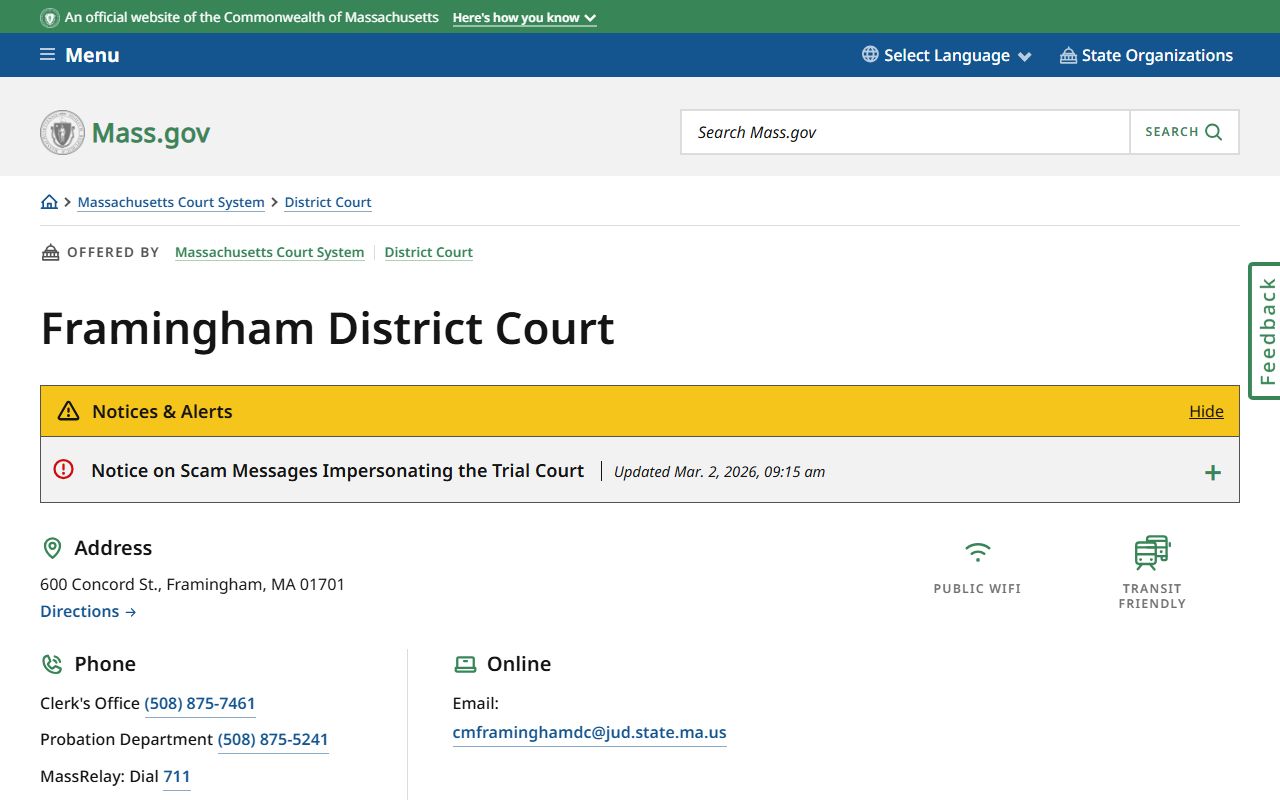 Framingham District Court recent bookings and arrest records