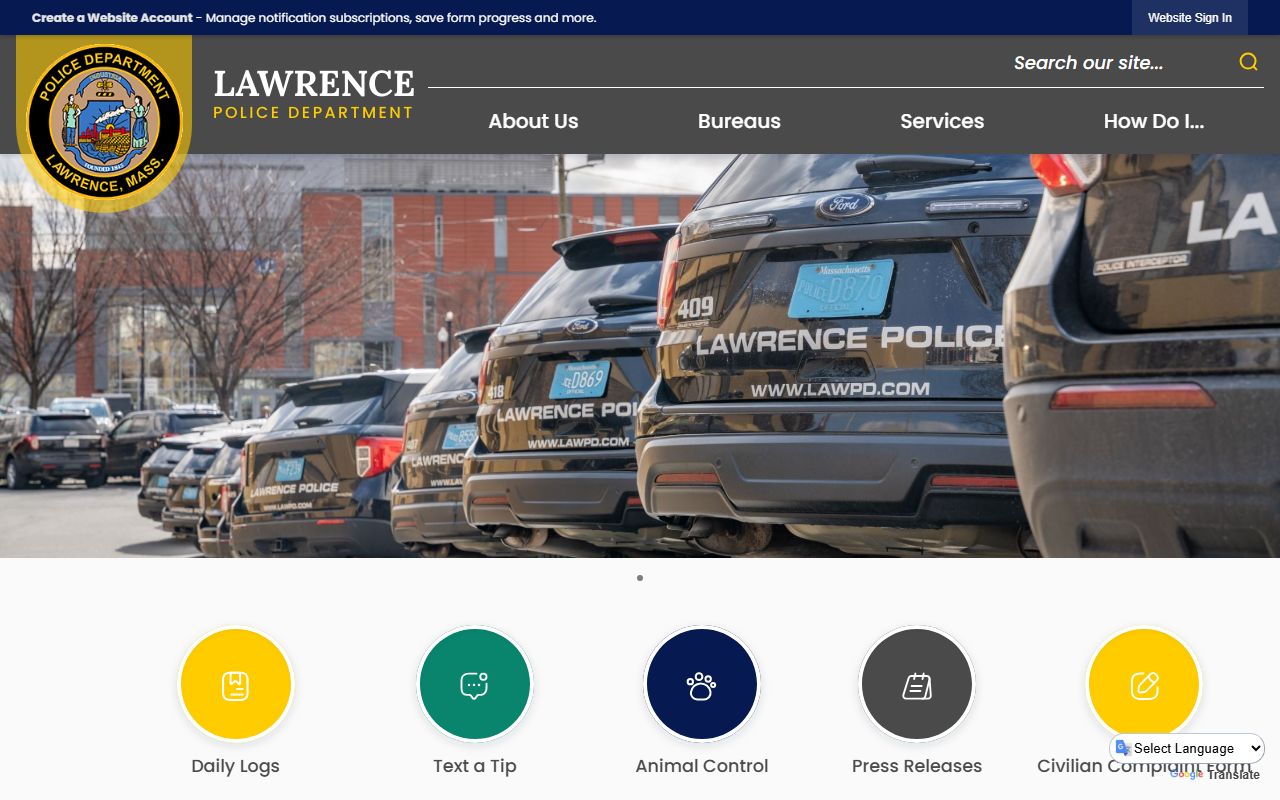 Lawrence Police Department website for arrest records and recent bookings