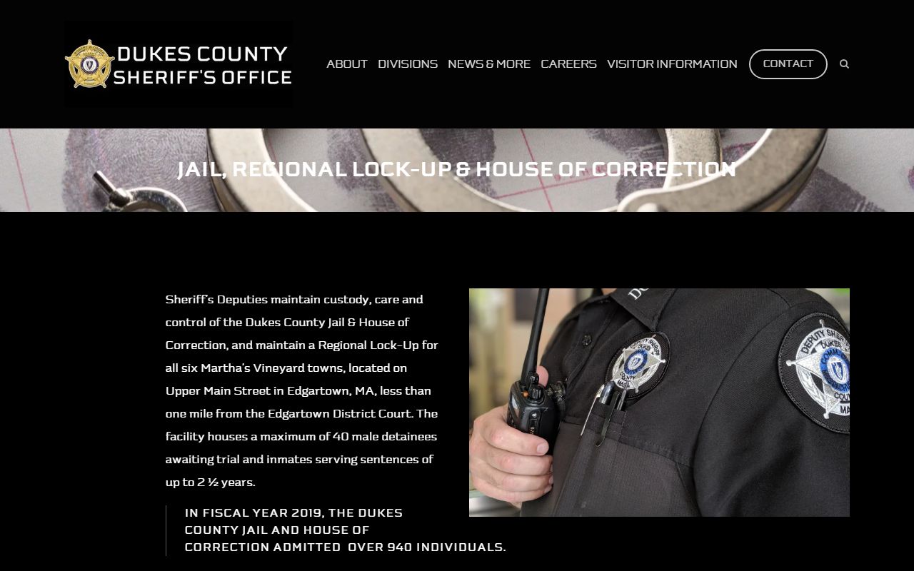 Dukes County Jail and House of Correction facility for arrest bookings
