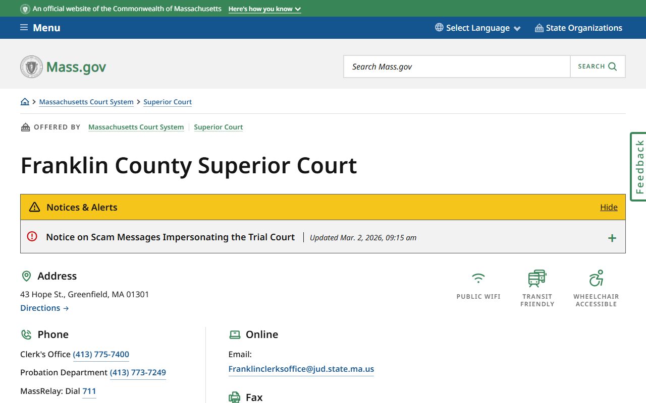 Franklin County Superior Court for arrest records and booking information