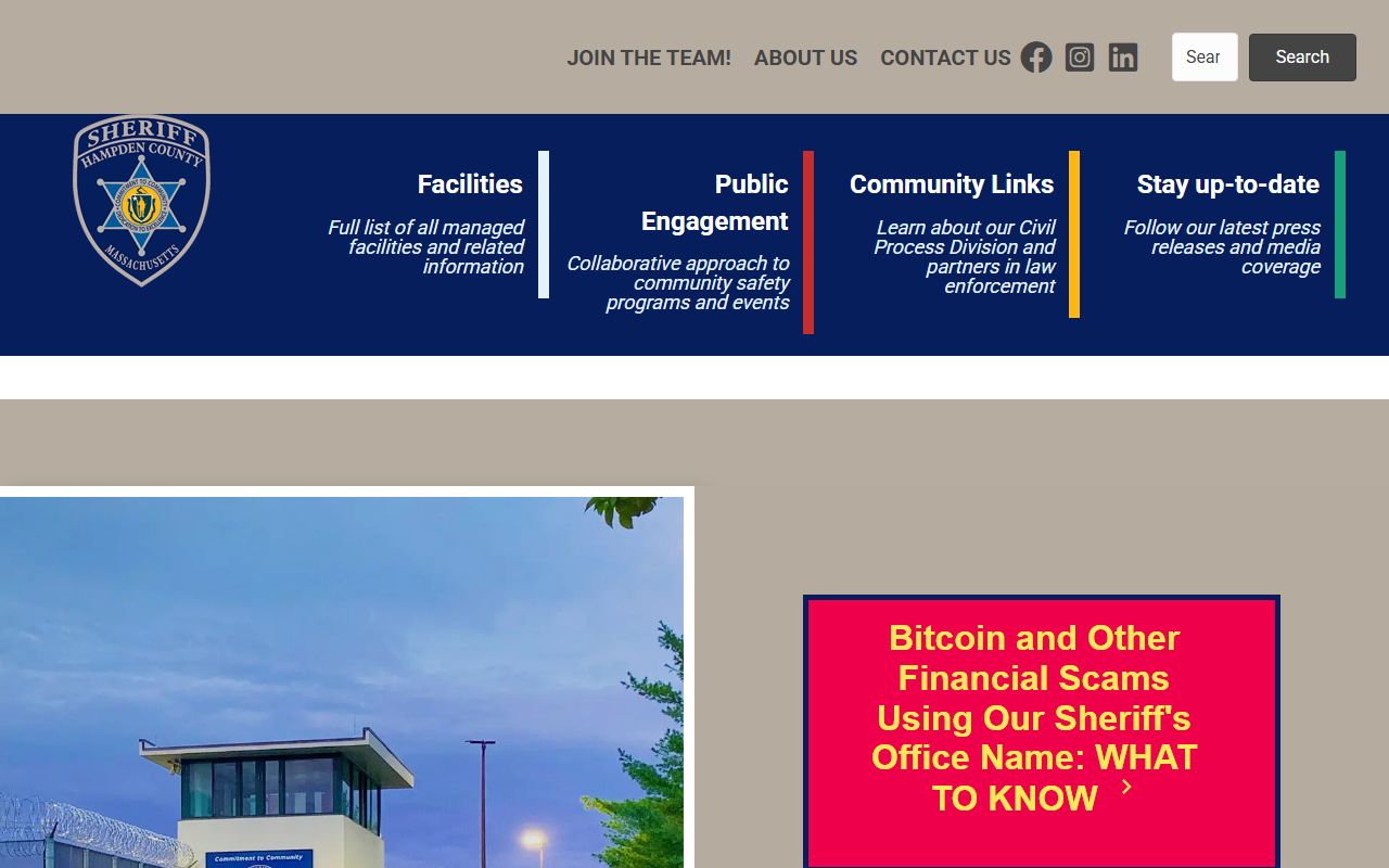 Hampden County Sheriff website for recent bookings and arrest records