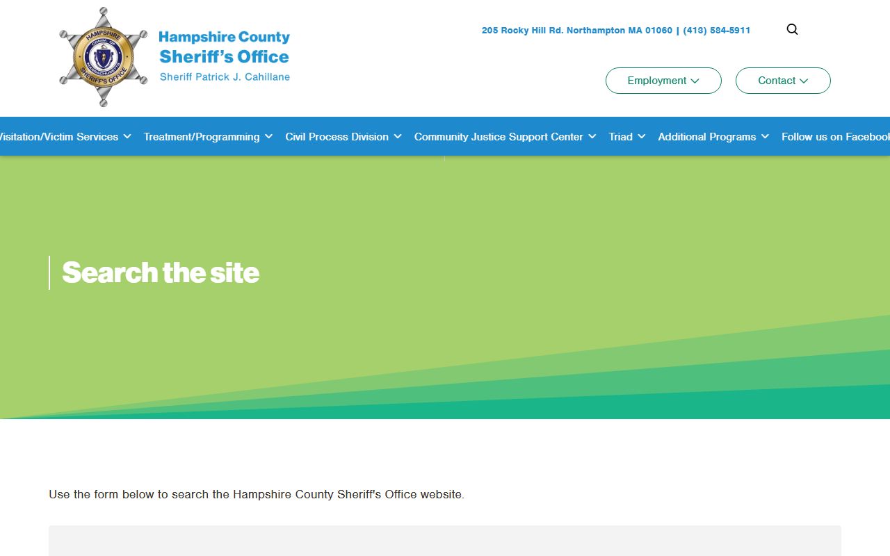 Hampshire County Sheriff search page for arrest records lookups