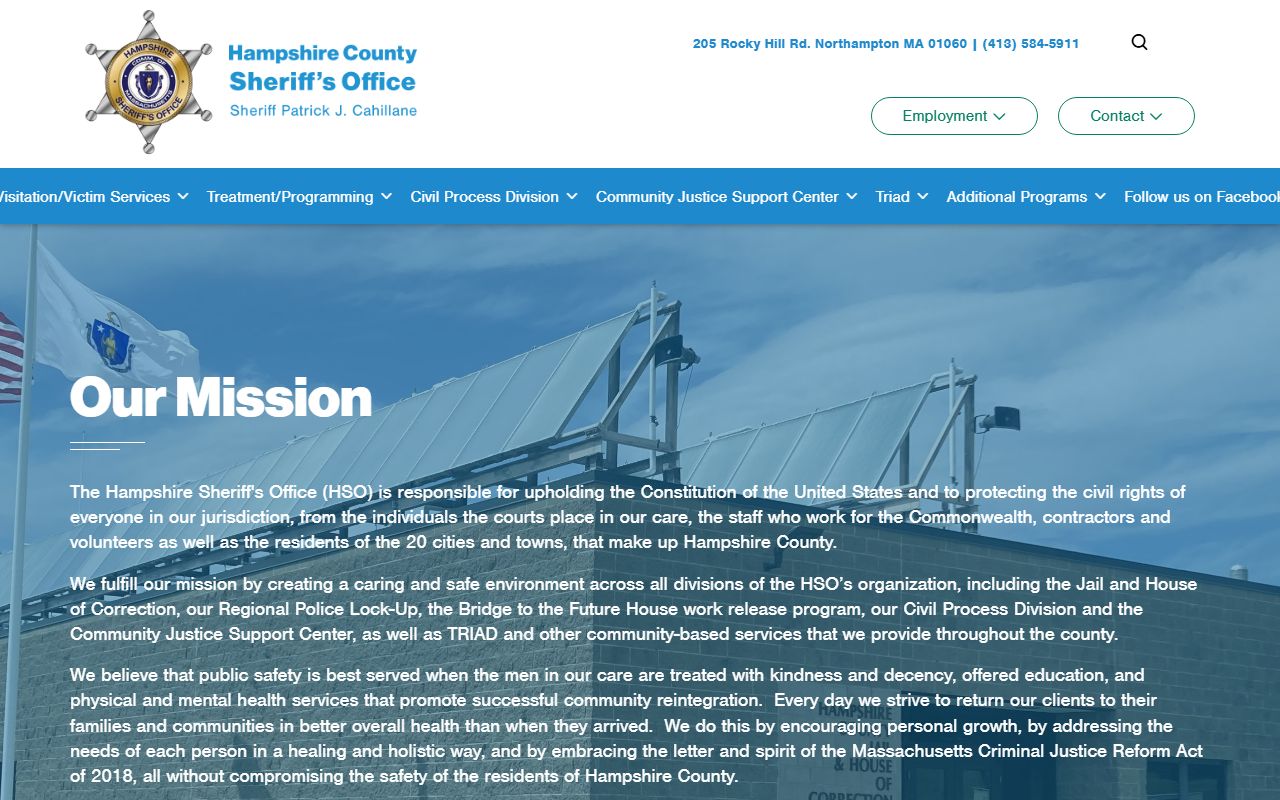 Hampshire County Sheriff website for recent bookings and arrest records