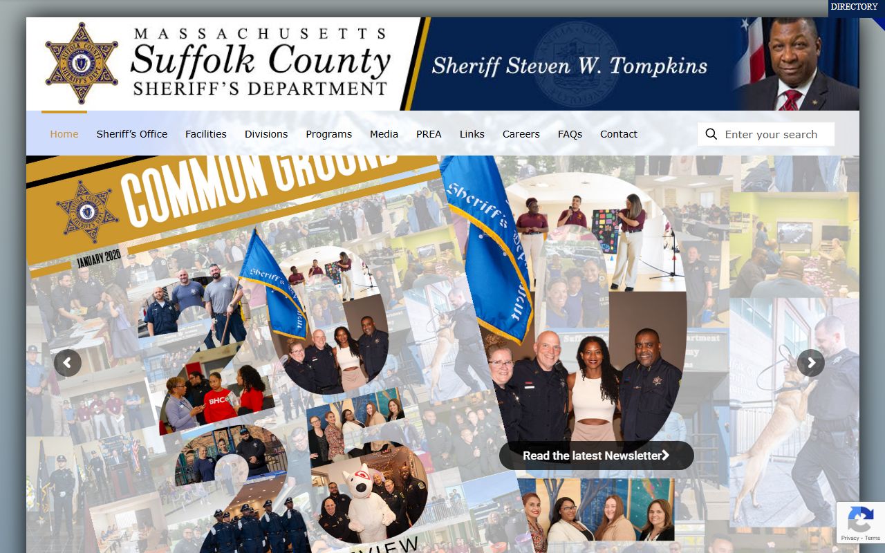 Suffolk County Sheriff website for recent bookings and arrest records
